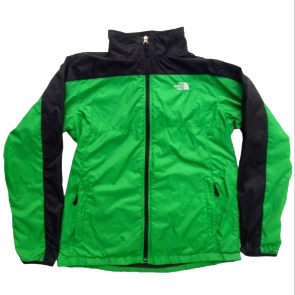 The North Face Boys Hyvent Rain Jacket Waterproof Ripstop Green & Black Size XL